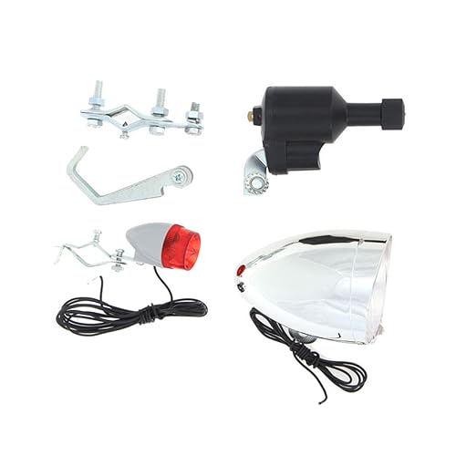 GAROZATION Juego De Luces para Bicicleta con Dinamo Faro Delantero y Luz Trasera Incluye áquina De Moler y Clip De para Seguridad Nocturna En Ciclismo
