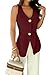 Mina Self Sleeveless Vest Tops for Women 2026 Summer Red Burgundy Lightweight Trendy Casual Cute Women’s Jacket Suit Work Office Fashion Smart Womens Vest Blazer