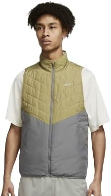 Nike Therma-FIT Repel Men's Synthetic-Fill Running Gilet, OLIVE GRREN/GREY, MEDIUM