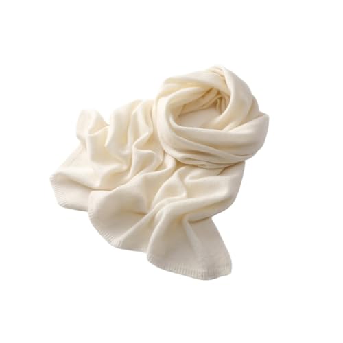 レディース&メンズ用スカーフ 無地 冬用 暖かい ニット ラップ 軽量 ネックウォーマー(White)