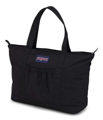 JanSport Daily Tote Spacious Main Compartment, Dual Shoulder Handles, Front Drop Pocket, Zippered Closure, Black