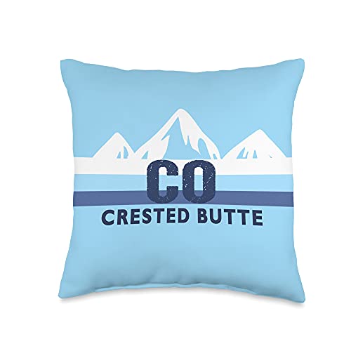 Mountains Crested Butte Vintage Blue Stripes Crested Butte Throw Pillow