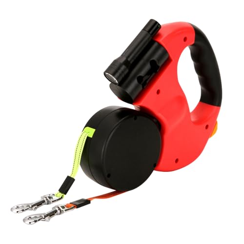 CLIUNT Doppelleine für 2 Hunde, Doppelte Einziehbare Hundeleine, Doppelte Hundeleine mit LED Licht, Hundeleine 3m, Reflektierende Hundeleine für Zwei Hunde mit 360° Drehung, für kleine Hundes