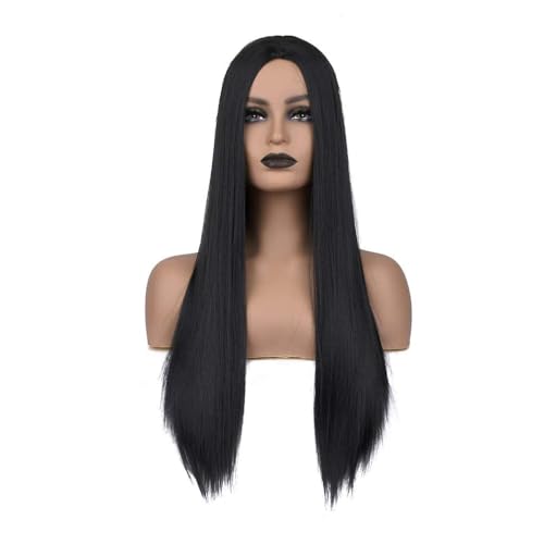 black wig for women Natural Color Long Straight Wig Synthetic Heat Resistant Woman Wig 150% Density 26 inch (Natural Color)