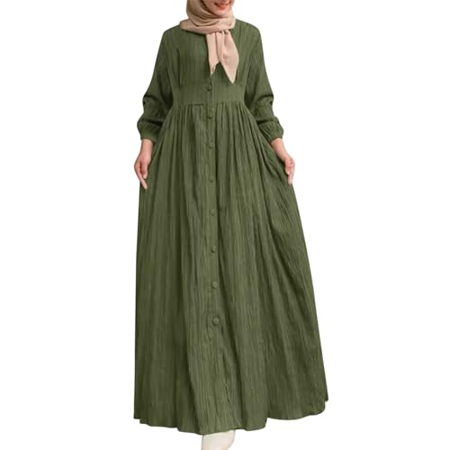 Robe de prière musulmane pour femme - Style arabe - Plissée - Longueur cheville - Manches longues - Robe maxi - Robe musulmane - Robe de prière musulmane -...