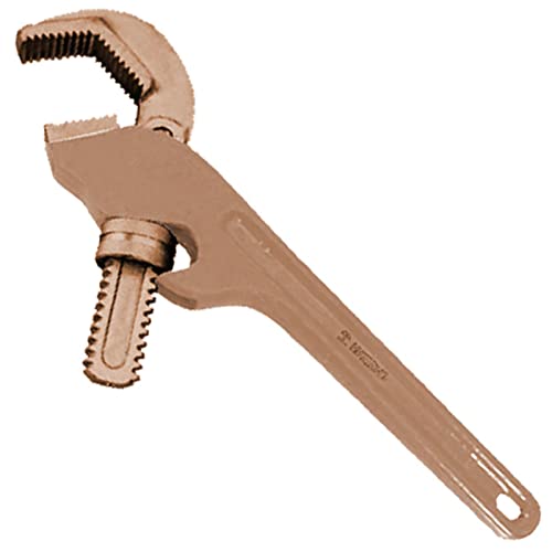 WEDO Non-Sparking Pipe Wrench(Bent & Hex Type),Spark-Free Straight Plumbing Wrench, No Spark Safety Adjustable Wrench,Beryllium Copper,Non-Magnetic,DIN Standard, BAM & FM Certificate,10'',30mmx250mm