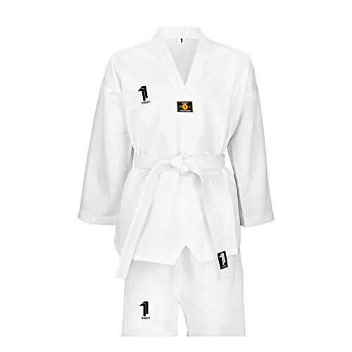 1FIGHT1, Dobok Taekwondo brodé Club Taille 100 cm, col Blanc