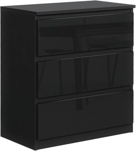 meble masztalerz Commode Chambre 70 cm avec 3 Tiroirs- Meuble de Rangement pour Salon et Entrée Couloir - Spacieuse et Design - 39x70x78,5 cm - Noir -...