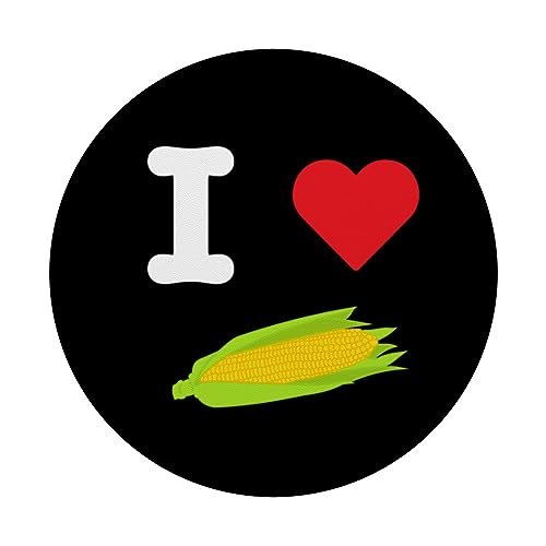 I Love Corn Maize Fresh Cob Yellow Vegetable Grain Kernel PopSockets Swappable PopGrip, Black - Image 3