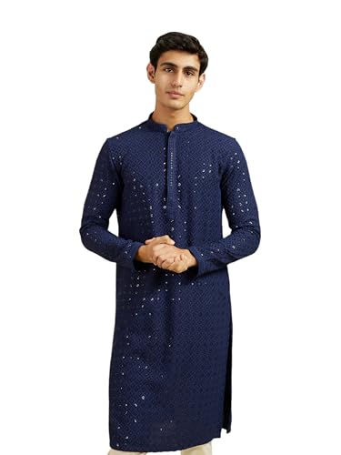 Image of DIWAS BY MANYAVAR Men's Viscose Embroidered|Sequined Kurta (1pc)