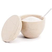 Queenza Saliera In Marmo Verde Con Coperchio E Pomello Ottone 7,7 Cm - Contenitore Per Sale E Spezie - 4