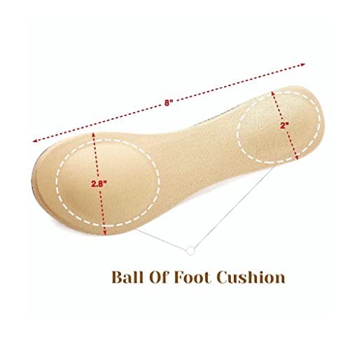 Image of CB 4-Pairs of Cloth Surface Sponge Inserts Invisible Slim Lightweight Insoles Liners, Ball of Foot Pain Relief Cushion, Barefoot Support, 3 /4 Length for Women's Shoes 5-7, Style A, Leopard