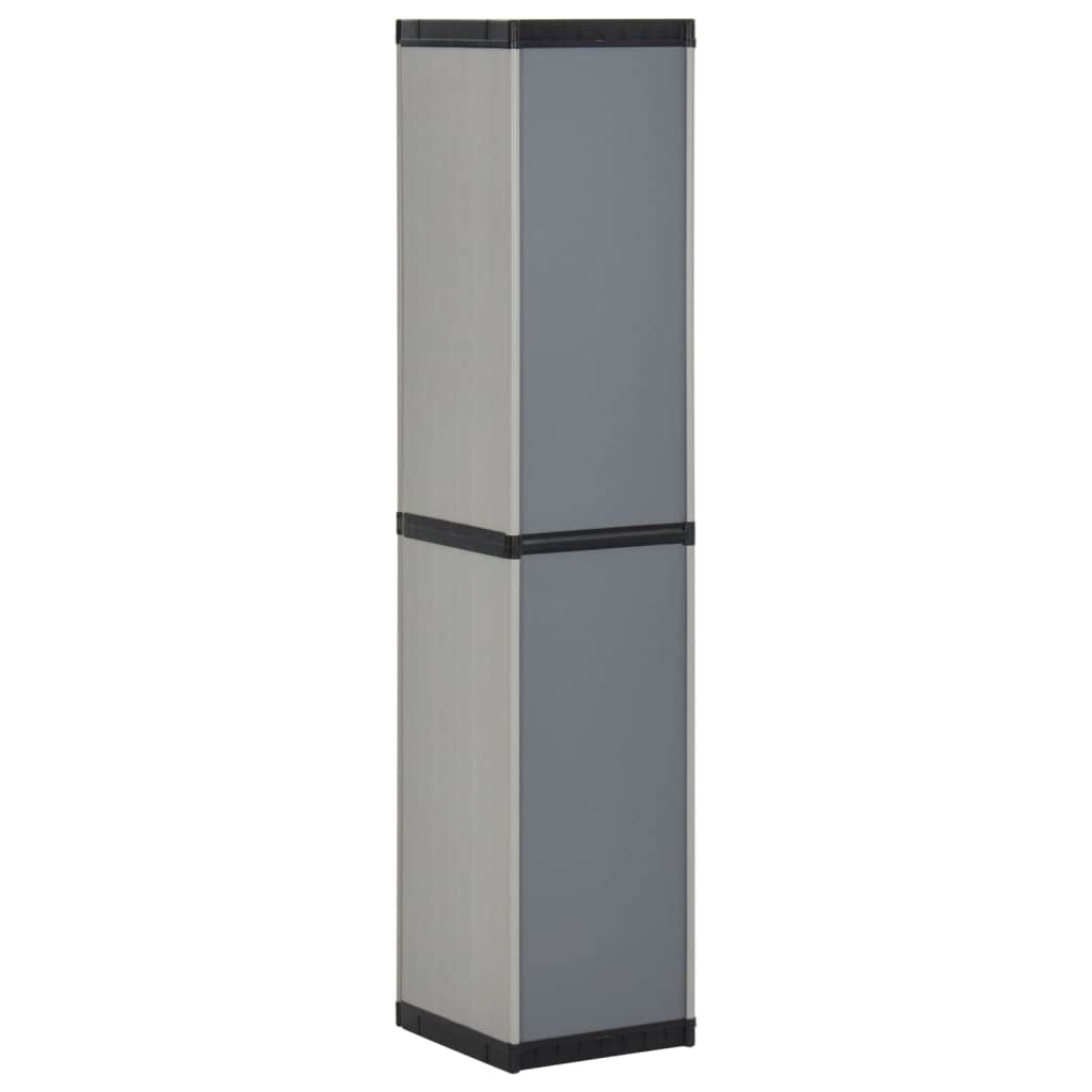 Tomostar Armoire de Rangement de Jardin, Armoire Haute à Outils Extérieur 3 étagères Gris/Noir 34x40x168cm