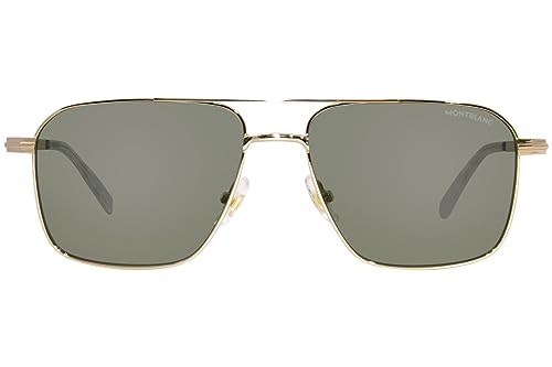 Mont Blanc MB0278S 002 Sunglasses Men's Gold/Green Pilot 56mm2