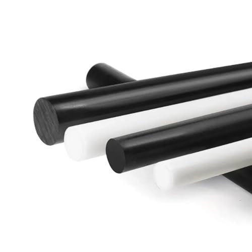 YINUK 2pcs Black/White Polyformaldehyde POM Rods, 3-50mm Diameter, 500mm Length Plastic POM Rods Shaft Rods Engineering Plastic Materials(White,40x500mm)