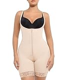 FeelinGirl Body Shaper for Women Tummy Control Shapewear Open Bust Bodysuit Butt Lifter Thigh Slimmer Beige S