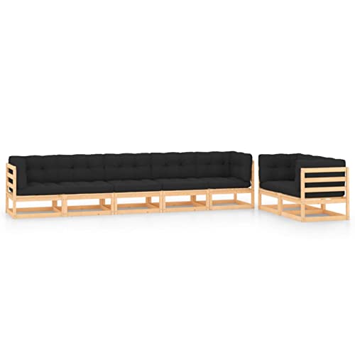 Snsowed Muebles de jardín 7 pzas, Muebles Jardin Exterior, Set De Jardin Exterior, Conjunto Mueble Jardin, Muebles De Exterior Jardin, con Cojines Antracita Madera de Pino