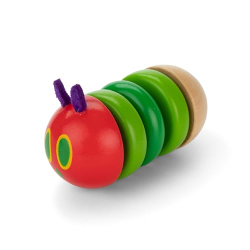 Image of Kids Preferred World of Eric Carle The Very Hungry Caterpillar Newborn Wooden Fidget Toy, Baby Sensory Caterpillar Shaker Rattle for Infants, Babies, and Toddlers