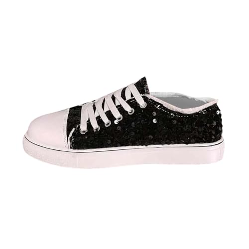 Zapatos casuales con lentejuelas planas, zapatillas bajas y cómodas para caminar con estilo