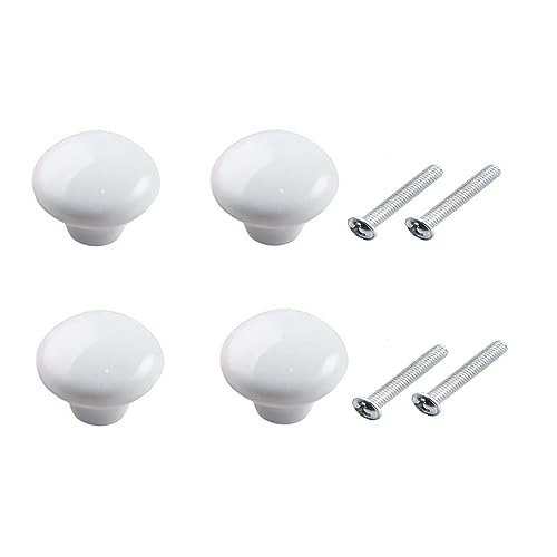 Yesmin 4 Pcs Colored Ceramic Drawer Handles,Cute Cabinet Handles,Wardrobe Door Single Hole,Bedroom,Living Room,Kitchen Furniture-White