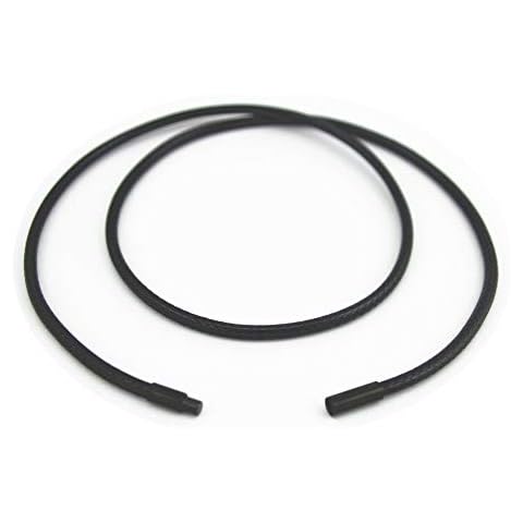 Glory Qin 2mm Black Wax Wire Leather Cord Chain Stainless Steel Rice Clasps Necklace Rope Chain 16 to 28 Inch (24 Inches) Cover