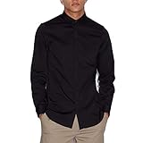 Armani Exchange Herren Smart Stretch Satin Freizeithemd, Schwarz, XL