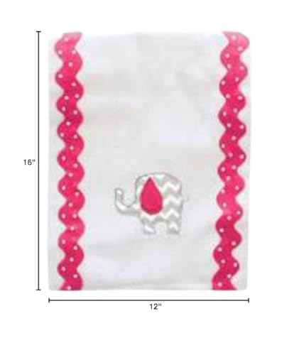 Mainstreet Collection Pink and Grey Chevron Baby Girl with Elephant Embroidery Burp Cloth2