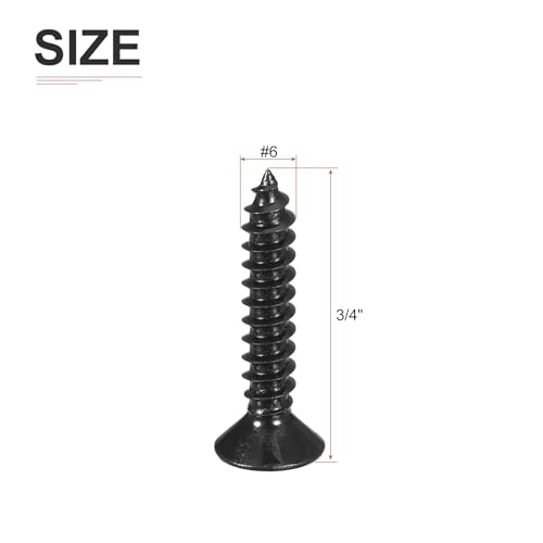 Image of DTGN 100Pcs 6 inch x3 /4 inch Flat Head Wood Screws, Self Tapping Screws Black