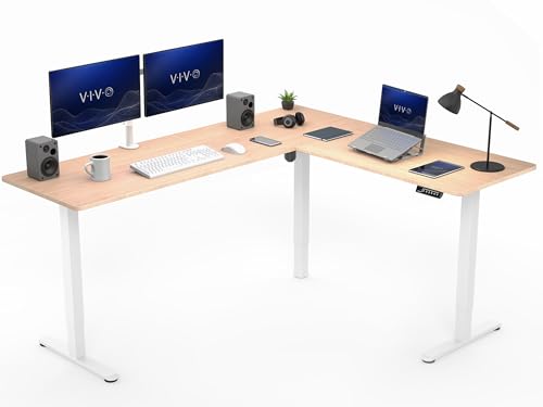 VIVO Real Bamboo 75×63 Corner Standing Desk