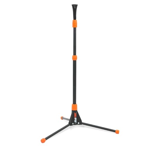 Bownet Portable Batting Tee with Mesh Top – Adjustable Steel Tripod, Collapsible Baseball and Softball Hitting Tee for Training, Low Resistance Tee Head, Portable for Indoor and Outdoor Use