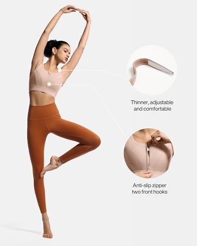 Image of Adjustable High Impact Sports Bras for Women Zip Front Full Coverage and Lift Padded Compression Tops
