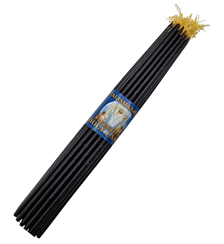 33 Natural 100% Beeswax Taper Candles 11 inch Tall Blessed Church Jerusalem Holy Land Candles (Black)