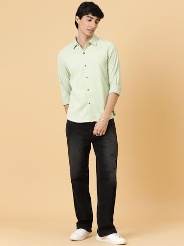 Image of KOTTY Men's Textured Casual Shirt - Long Sleeve||Button-Down Collar||Classic Fit