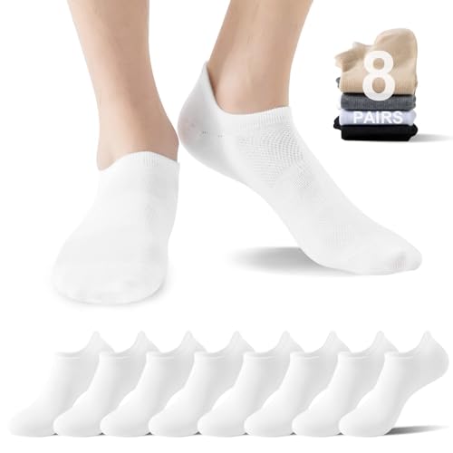 8 Pairs Low Cut Socks, Ankle Socks with Arch Support and Moisture-Wicking, For Everyday Comfort