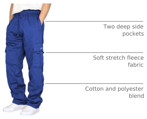 Image of Men's Cargo Sweatpants Casual Fleece Joggers Loose Fit Open Bottom Athletic Pants for Men with Pockets