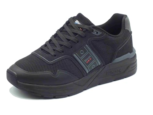 Blauer USA S5Ray05 Black Sneakers Sportive per Uomo in Nabuk e Tessuto Nero (Taglia 42)