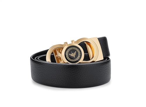 VANNANBA Mens Leather Ratchet Belts Slide Dress Belt for men Automatic Buckle with Gift Box3