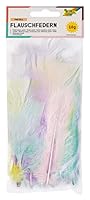 folia 53219 - Federn Pastell, Flauschfedern, 10 g, farbig sortiert in zarten Pastellfarben - ideal für kreative Bastelarbeiten, Masken, Kostüme