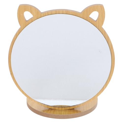 STAHAD Miroir de Maquillage de Bureau Pliable en Bois Motif Chat Grand Format Miroir Déco pour Coiffeuse Compact pour Maquillage Précis Accessoire Beauté...