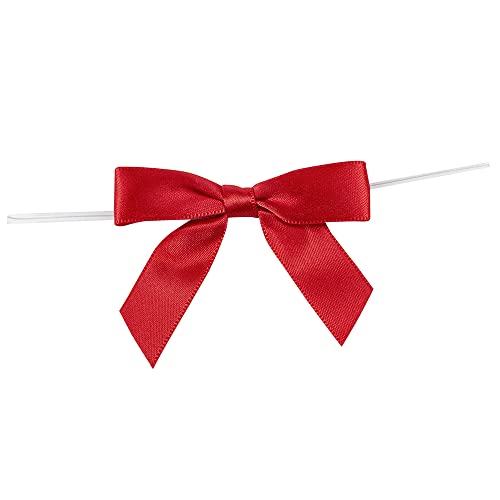 Reliant Ribbon 100 Piece Bow 2.5 Span x 1.75 Tails Twist Tie Ribbon, Red, 5/8", 5/8 Inches - Image 2