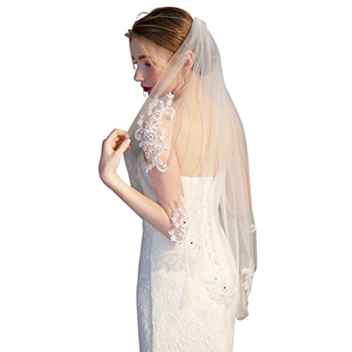 Frcolor Voile de mariée en dentelle mariage mariage voile avec un peigne Cover