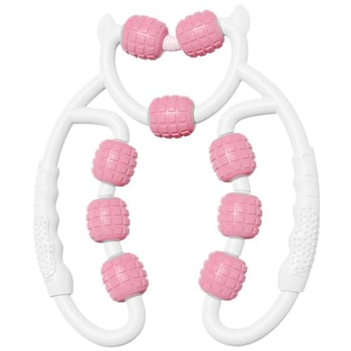 Dryxog Masseur Anti Cellulite Rouleau Massage 360° Musculaire Jambes Soulage Fatigue Rouleau de Massage Manuel pour Cuisses Fesses Réduction Stimulation Circulatoire Accessoire (Rose)