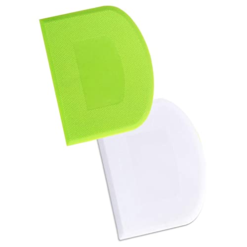 CHAMEEN Dough Scraper Card Dough Scraper Card Plastic Bowl Scraper Dough Plastic Scraper for Pastry Pizza Bread Dough Cake 2 Pieces Green White