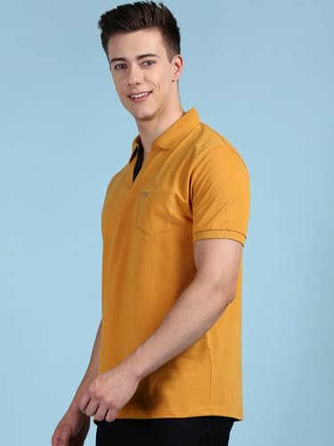 Image of Lux Cozi Men's Half Sleeve Soild Casual Regular Fit T-Shirt with Chest Pocket | Polo Tshirt for Men