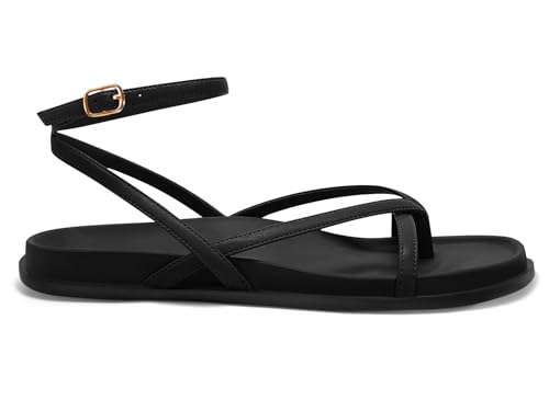 Coutgo Womens Strappy Flat Sandals Comfortable Flip Flop Footbed Sandals Ankle Strap Summer Beach Shoes