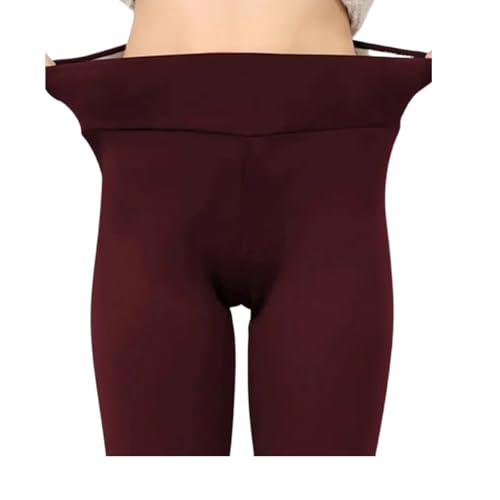 mcrwpei Leggings de invierno con sensación de piel de cordero, mallas de cintura alta con control de abdomen y múltiples felpa (rojo, 2XL)