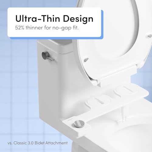 Image of TUSHY NEW Fresh Dual Nozzle Cool Water Bidet: Ultra Slim Toilet Seat Attachment Sprayer with Luxury 2 in 1 Front & Rear, Self-Cleaning, 180º Clean, (DIY Install, 10 Minutes), Non-Electric, Chrome Knob