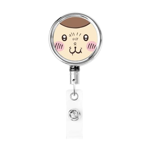 吊り下げ名札用リール ちいかわ くりまんじゅう 名札ホルダー IDカードホルダ 定期入れ 円形 ステンレス製 クリップ付き 胸に固定 社員証 通行証 紛失防止 落下防止 人気 プレゼント 最長62cm