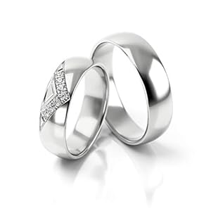 JC Gouden Trouwringen – Witgouden trouwringen inclusief stenen en gravure per paar prijs PL313