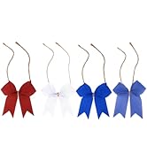 Meseey 24 Pcs Mini Red White Blue Burlap Ribbon Bow 3 Inch 4th of July Bows for Independence Day ...